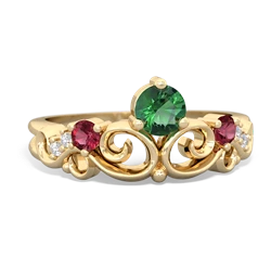 Lab Emerald Crown Keepsake 14K Yellow Gold ring R5740