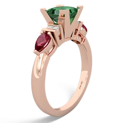 Lab Emerald 6Mm Princess Eternal Embrace Engagement 14K Rose Gold ring C2002