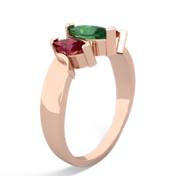 Lab Emerald Three Peeks 14K Rose Gold ring R2433