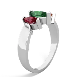 Lab Emerald Three Peeks 14K White Gold ring R2433