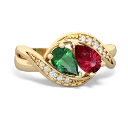 Lab Emerald Summer Winds 14K Yellow Gold ring R5342