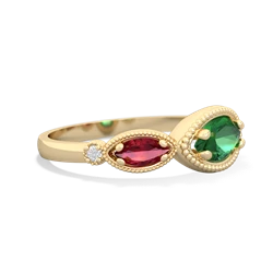 Lab Emerald Milgrain Marquise 14K Yellow Gold ring R5700