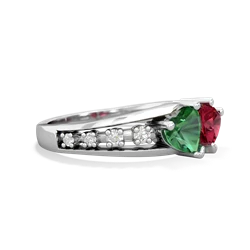 Lab Emerald Heart To Heart 14K White Gold ring R3342