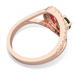 Lab Emerald Nestled Heart Keepsake 14K Rose Gold ring R5650