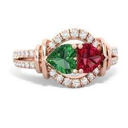 Lab Emerald Art-Deco Keepsake 14K Rose Gold ring R5630