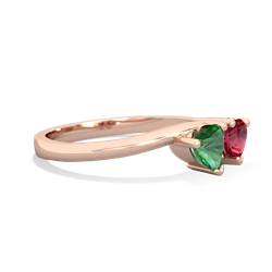 Lab Emerald Sweethearts 14K Rose Gold ring R5260