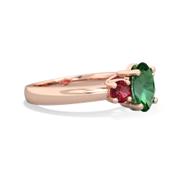 Lab Emerald Three Stone Oval Trellis 14K Rose Gold ring R4024