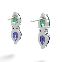 Lab Emerald Bowtie Drop 14K White Gold earrings E0865