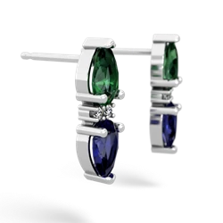 Lab Emerald Bowtie Drop 14K White Gold earrings E0865