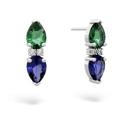 Lab Emerald Bowtie Drop 14K White Gold earrings E0865