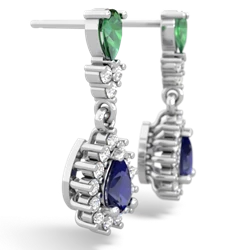 Lab Emerald Halo Pear Dangle 14K White Gold earrings E1882