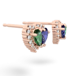 Lab Emerald Halo 14K Rose Gold earrings E7008