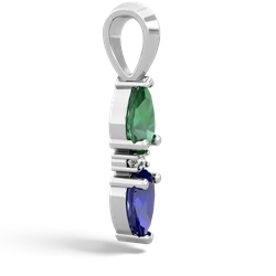 Lab Emerald Bowtie Drop 14K White Gold pendant P0865