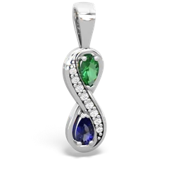 Lab Emerald Diamond Infinity 14K White Gold pendant P5390