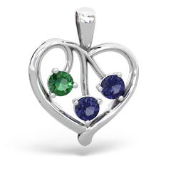 Lab Emerald Glowing Heart 14K White Gold pendant P2233