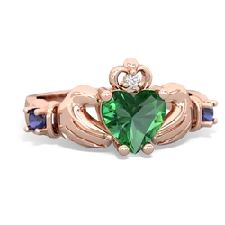 Lab Emerald Claddagh Keepsake 14K Rose Gold ring R5245