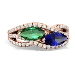 Lab Emerald Diamond Rivers 14K Rose Gold ring R3070