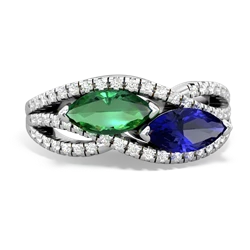 Lab Emerald Diamond Rivers 14K White Gold ring R3070