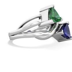 Lab Emerald Split Band Swirl 14K White Gold ring R2341