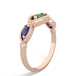 Lab Emerald Milgrain Marquise 14K Rose Gold ring R5700