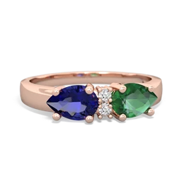 Lab Emerald Pear Bowtie 14K Rose Gold ring R0865