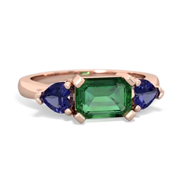 Lab Emerald Three Stone 14K Rose Gold ring R5235