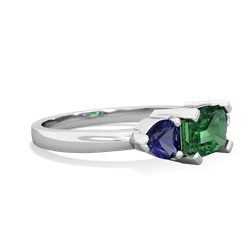 Lab Emerald Three Stone 14K White Gold ring R5235