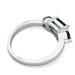 Lab Emerald Three Stone 14K White Gold ring R5235