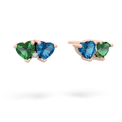 Lab Emerald Sweethearts 14K Rose Gold earrings E5260