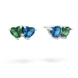 Lab Emerald Sweethearts 14K White Gold earrings E5260