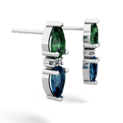 Lab Emerald Bowtie Drop 14K White Gold earrings E0865