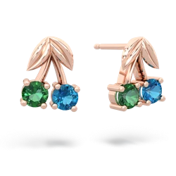 Lab Emerald Sweet Cherries 14K Rose Gold earrings E7001