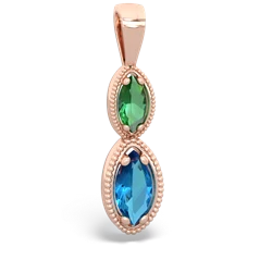 Lab Emerald Antique-Style Halo 14K Rose Gold pendant P5700