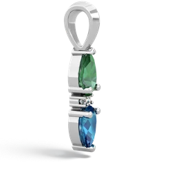 Lab Emerald Bowtie Drop 14K White Gold pendant P0865