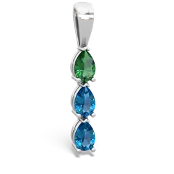 Lab Emerald Dew Drops 14K White Gold pendant P2251