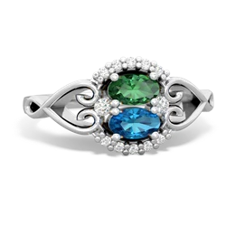 Lab Emerald Love Nest 14K White Gold ring R5860