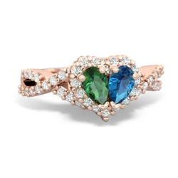 Lab Emerald Diamond Twist 'One Heart' 14K Rose Gold ring R2640HRT