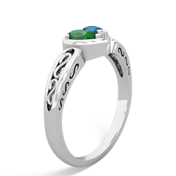 Lab Emerald Filligree 'One Heart' 14K White Gold ring R5070