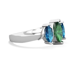 Lab Emerald Three Peeks 14K White Gold ring R2433