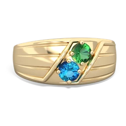 Lab Emerald Men's Streamline 14K Yellow Gold ring R0460