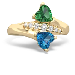 Lab Emerald Heart To Heart 14K Yellow Gold ring R2064