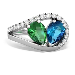 Lab Emerald Nestled Heart Keepsake 14K White Gold ring R5650