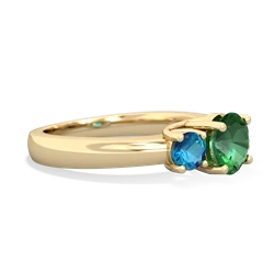 Lab Emerald Three Stone Round Trellis 14K Yellow Gold ring R4018