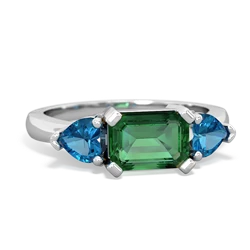 Lab Emerald Three Stone 14K White Gold ring R5235