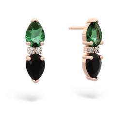 Lab Emerald Bowtie Drop 14K Rose Gold earrings E0865