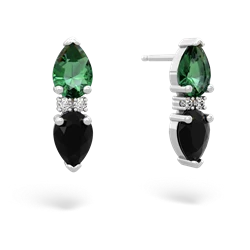 Lab Emerald Bowtie Drop 14K White Gold earrings E0865