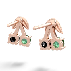 Lab Emerald Sweet Cherries 14K Rose Gold earrings E7001