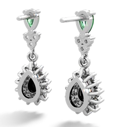 Lab Emerald Halo Pear Dangle 14K White Gold earrings E1882