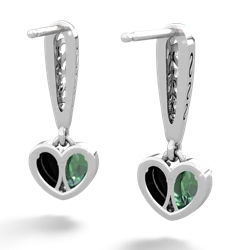 Lab Emerald Filligree Heart 14K White Gold earrings E5070