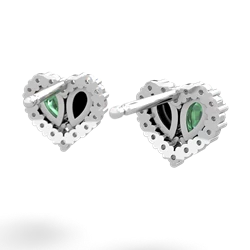 Lab Emerald Halo 14K White Gold earrings E7008